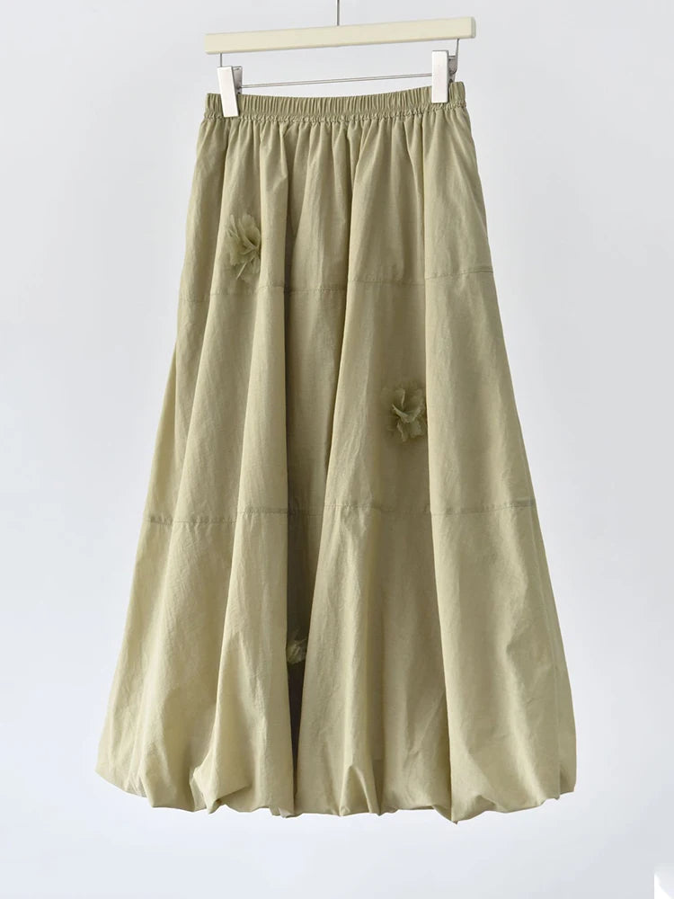 Voluminous Balloon Midi Skirt-SimpleModerne