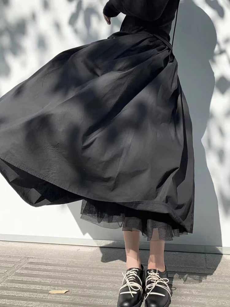 Gothic Flow Midi Skirt-SimpleModerne