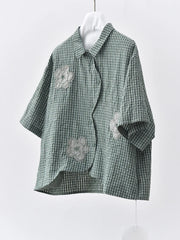 Japanese Inspired Textured Check Shirt-SimpleModerne