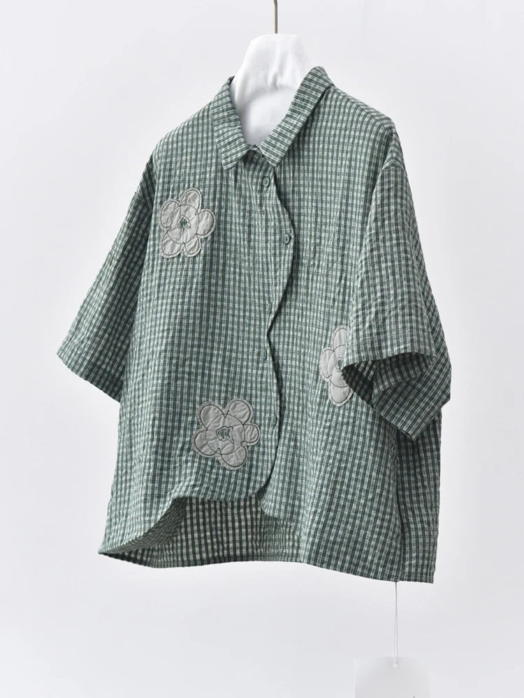 Japanese Inspired Textured Check Shirt-SimpleModerne