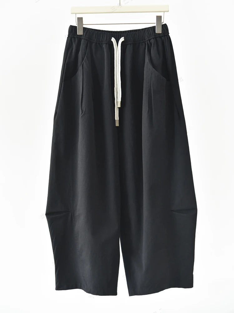 Washed Black Balloon Trousers – Wide Leg Minimal Goth Pants-SimpleModerne