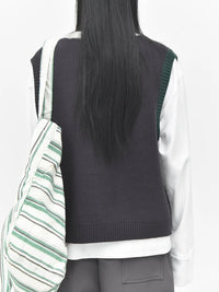 Asymmetric Two-Tone Knitted Vest