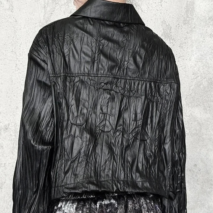 Casual Minimal Goth Cropped Shirt/Jacket-SimpleModerne