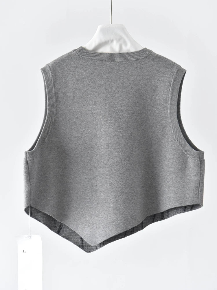 Gray Jacquard Irregular Vest-SimpleModerne