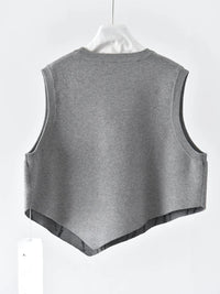 Gray Jacquard Irregular Vest-SimpleModerne