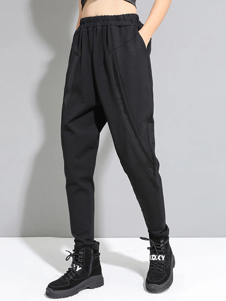 Re-launch Paneled Kinetic Harem Trousers - Obsidian Black