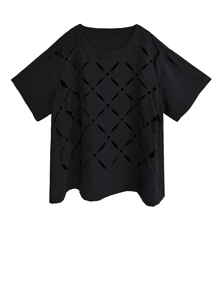 Punky Cut-Out Relaxed Tee – Bold and Effortless Style-SimpleModerne