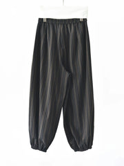 Black Striped Relaxed Balloon Trousers