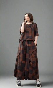 Patchwork Earth-Tone Two-Piece Set-SimpleModerne