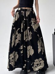Casual Minimal Goth Flower Skirt-SimpleModerne
