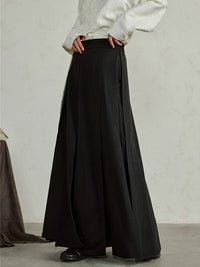 Simple Moderne Black Layered Wide-Leg Trousers – Structured Asymmetrical Panels