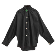Ruffled Blouse with Decorative Buttons-SimpleModerne