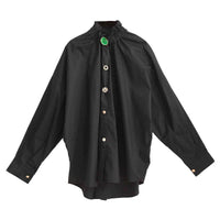 Ruffled Blouse with Decorative Buttons-SimpleModerne