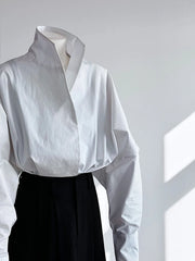 Jazz Up Cropped White Shirt-Blouse-SimpleModerne