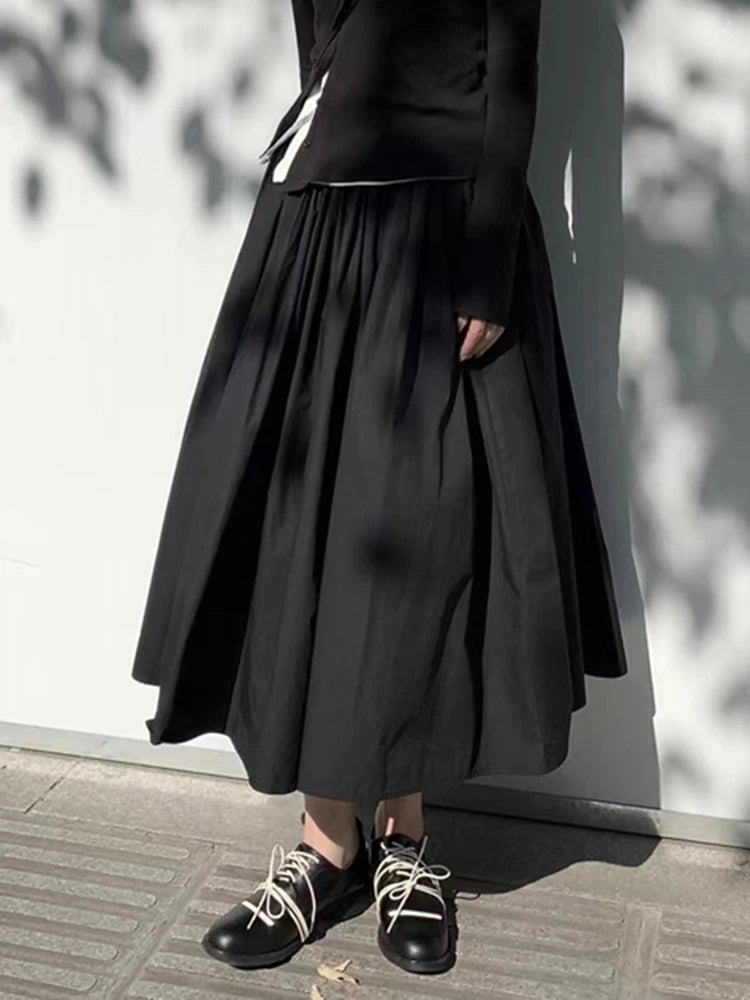 Gothic Flow Midi Skirt-SimpleModerne