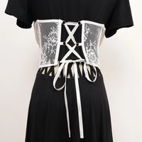 Pearl Lace Corset White Belt-SimpleModerne