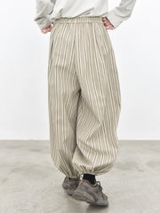 Sand Striped Relaxed Balloon Trousers