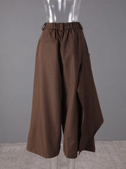 Punky Coffee-Brown Layered Trousers-SimpleModerne