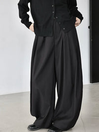 Black Extra Wide-Leg Trousers | Oversized Tailored Pants-SimpleModerne