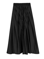 Asymmetrical Pleated Maxi Skirt – Flowing Silhouette, High-Waist, Gothic Elegance-SimpleModerne