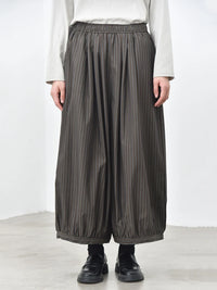 Olive Pinstripe Balloon Trousers | Relaxed Wide Leg