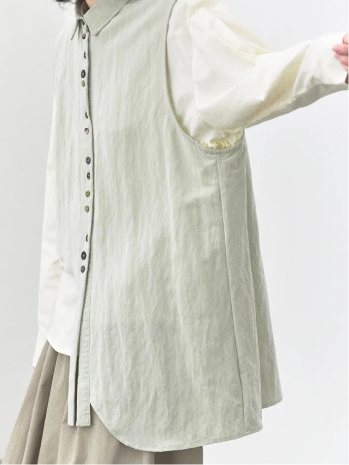 Natural Asymmetrical Button Vest-SimpleModerne