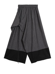 Asymmetric Wide-Leg Trousers — Dark Gray-SimpleModerne