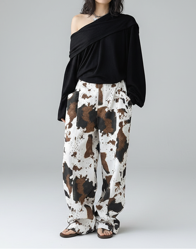 Abstract Flow Wide-Leg Trousers