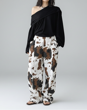 Abstract Flow Wide-Leg Trousers-SimpleModerne