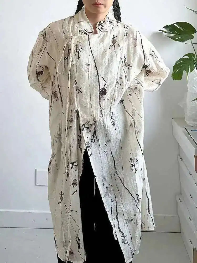 Ink Sketch Oversized Shirt-Blouse-SimpleModerne