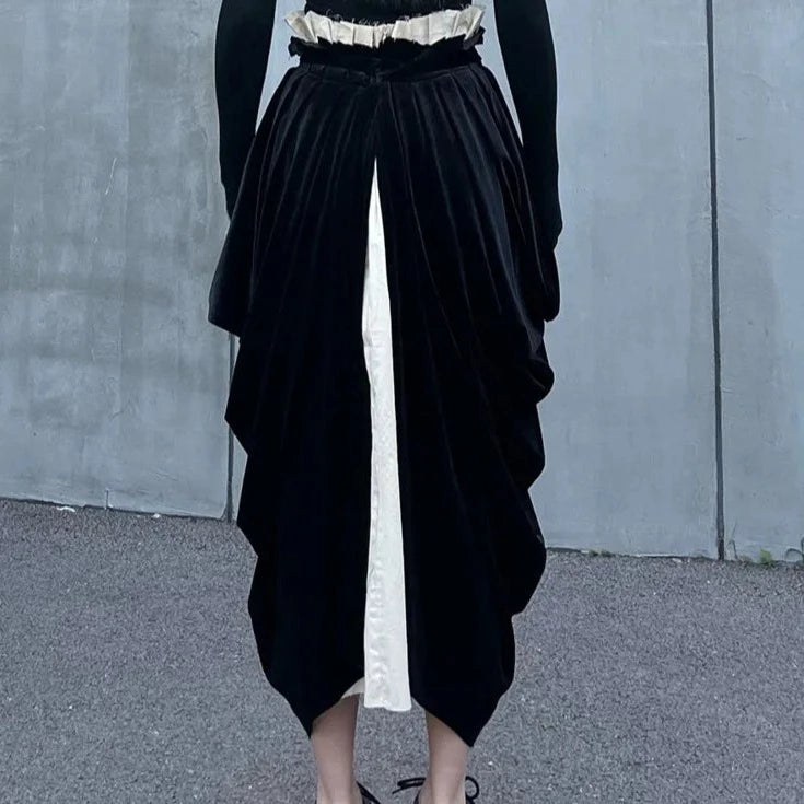 Casual Minimal Goth Irregular Design Layered Skirt-SimpleModerne