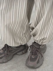Sand Striped Relaxed Balloon Trousers