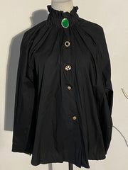 Ruffled Blouse with Decorative Buttons-SimpleModerne