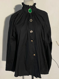 Ruffled Blouse with Decorative Buttons-SimpleModerne