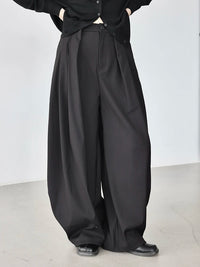 Black Extra Wide-Leg Trousers | Oversized Tailored Pants-SimpleModerne