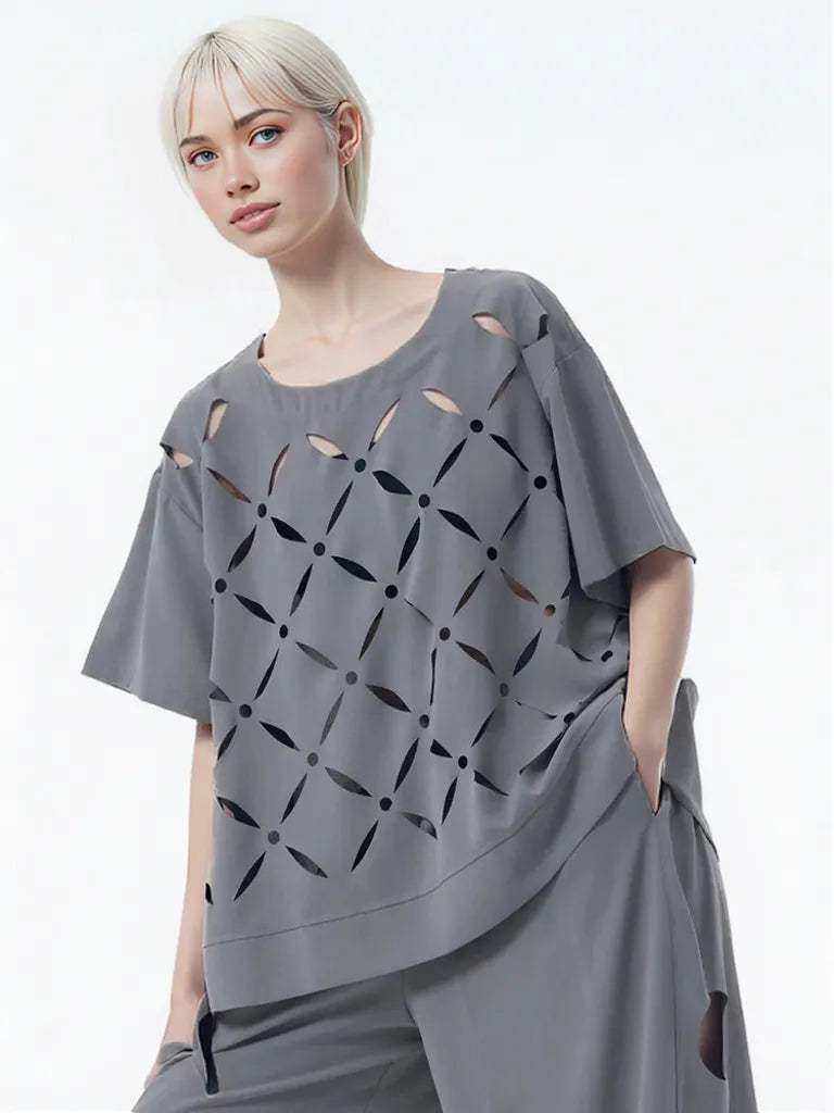 Punky Cut-Out Relaxed Tee – Bold and Effortless Style-SimpleModerne