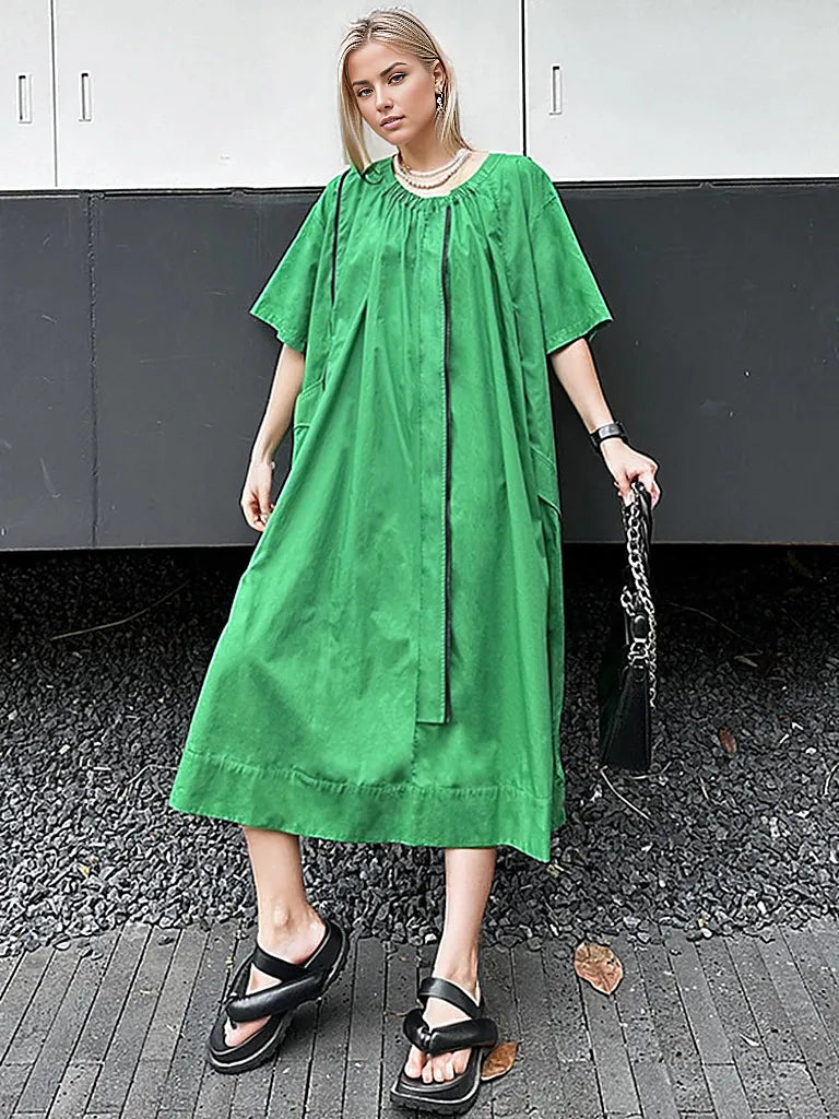 Urban Meets Urban Relaxed Fit Green Dress-SimpleModerne