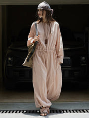 Oversized Drawstring Jumpsuit — Blush Pink-SimpleModerne
