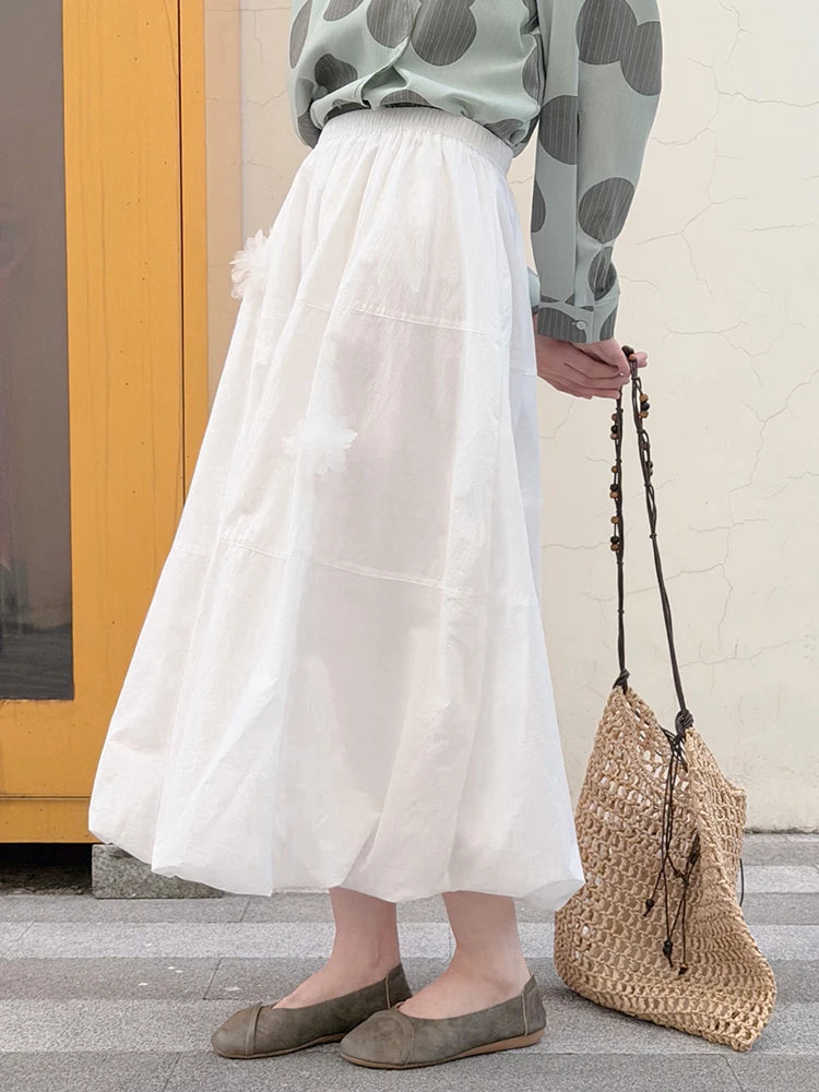 Voluminous Balloon Midi Skirt-SimpleModerne
