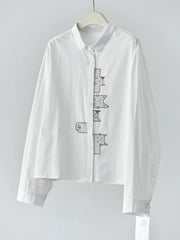 Playful Cat Print Shirt Blouse