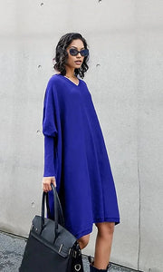 Urban Meets Urban Oversized Knitted Royal Blue Pullover-SimpleModerne
