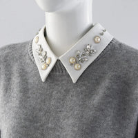 Embellished Detachable Collar – Minimal Gothic Pearl Accent-SimpleModerne