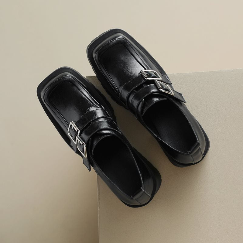 Casual Minimal Goth Chunky Black Spring Shoes-SimpleModerne