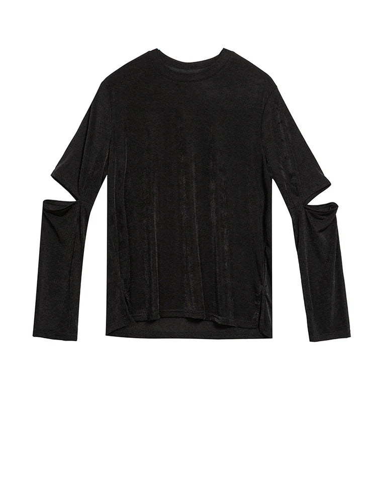 Cut-Out Sleeve Minimal Top – Soft Structure Edition-SimpleModerne