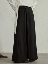Simple Moderne Black Layered Wide-Leg Trousers – Structured Asymmetrical Panels