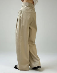 Wide-Leg Pleated Trousers-SimpleModerne