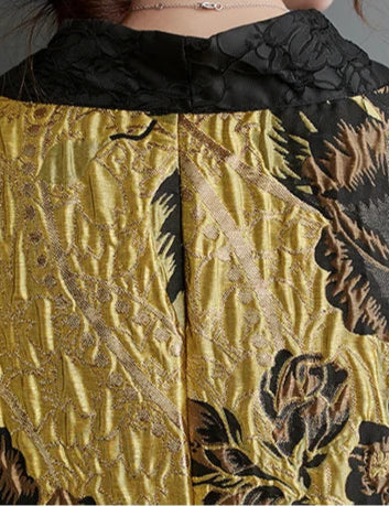 Golden Hour Crinkled Floral Cape Kimono – Dramatic Vintage Glamour-SimpleModerne