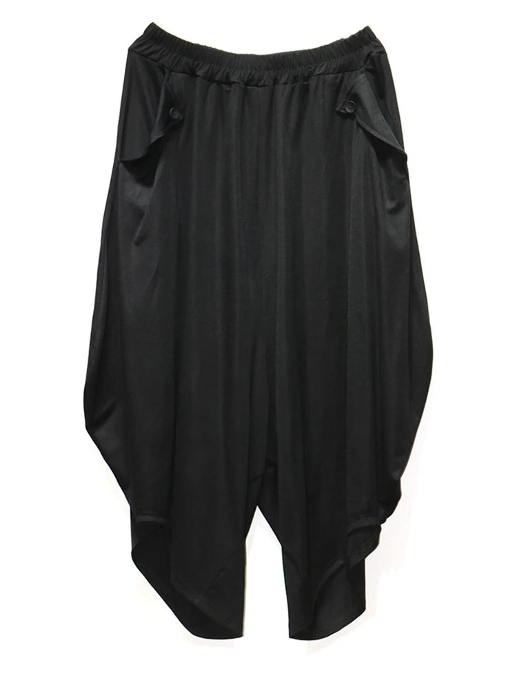 Asymmetrical Wide-Leg Harem Pants-SimpleModerne