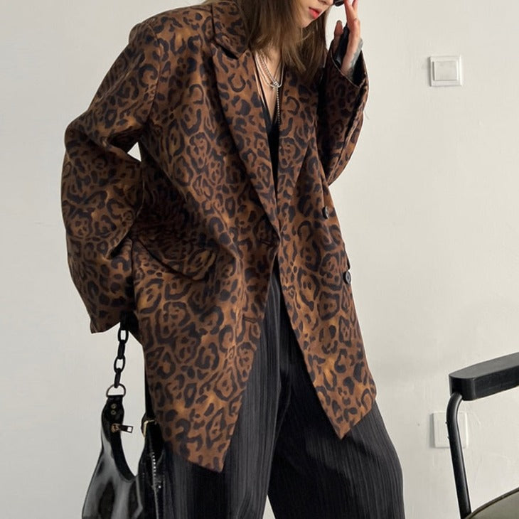 Punky Caramel & Beans Leopard Print Blazer-SimpleModerne