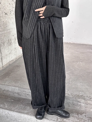Striped Pattern Long Relaxed Fit Trousers-SimpleModerne